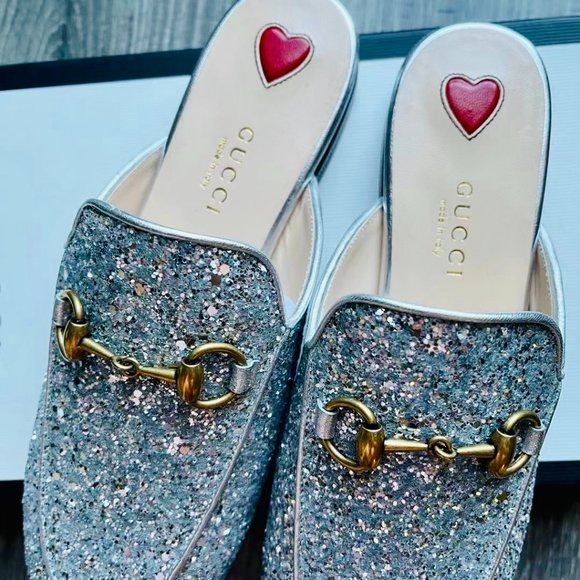 🎄Gucci🎄Glitter Silver Princetown Loafer - Picture 9 of 12